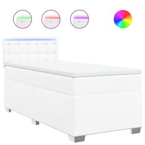 vidaXL Sommier &agrave; lattes de lit avec matelas Blanc 100x200cm Similicuir
