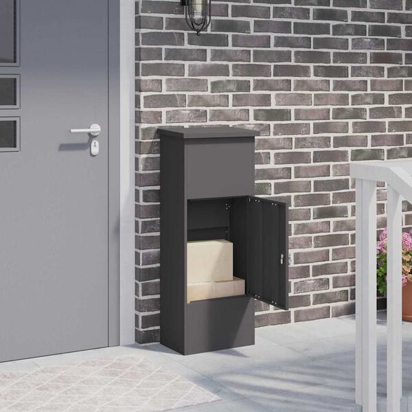 vidaXL Bo&icirc;te de d&eacute;p&ocirc;t de colis Noir 44,5 x 29 x 110,5 cm Acier