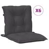 vidaXL Coussins de chaise &agrave; dossier bas lot de 6 anthracite m&eacute;lang&eacute;
