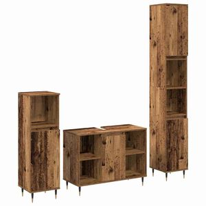 vidaXL Ensemble de mobilier de salle de bain 3 pcs Bois Ancien