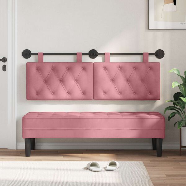 vidaXL T&ecirc;te de lit suspendue Rose 130 x 55 x 7 cm Velours
