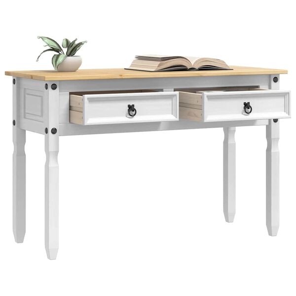 vidaXL Table d'appoint avec tiroir Blanc 115 x 46 x 73 cm Pin massif