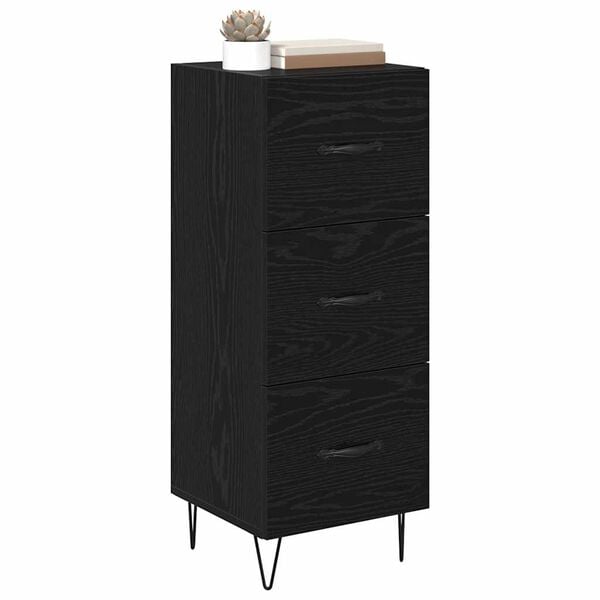 vidaXL Buffet Ch&ecirc;ne noir 34 x 34,5 x 90 cm Bois d'ing&eacute;nierie