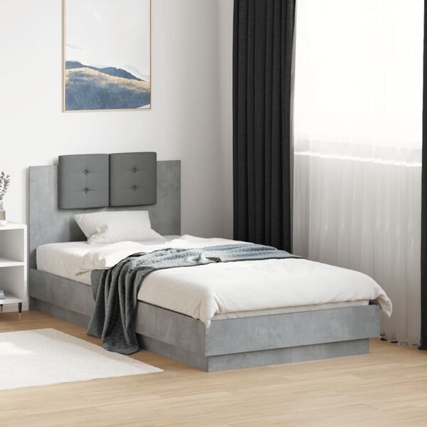 vidaXL Cadre de lit sans matelas gris b&eacute;ton 90x190 cm