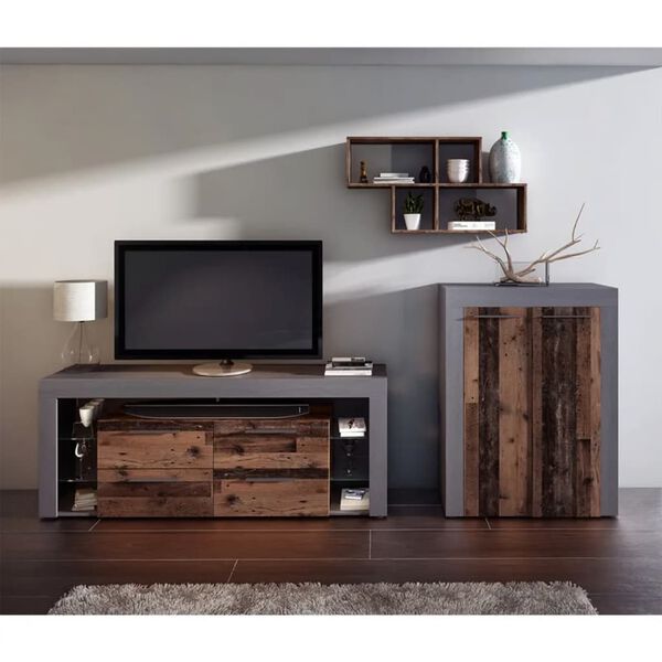 FMD Étagère murale avec 4 compartiments Sombre style ancien Anthracite