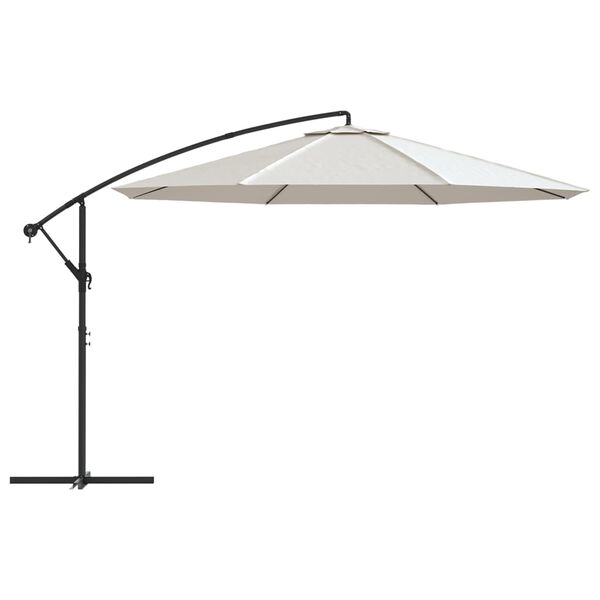 vidaXL Parasol de jardin en porte-&agrave;-faux 3,5 m blanc sable
