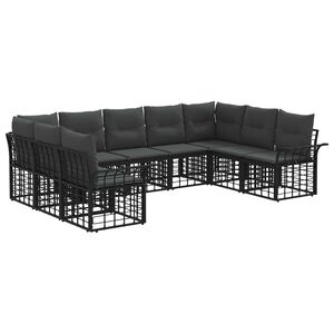 vidaXL Ensemble de canap&eacute;s d'ext&eacute;rieur 9 pcs Noir et Gris fonc&eacute;