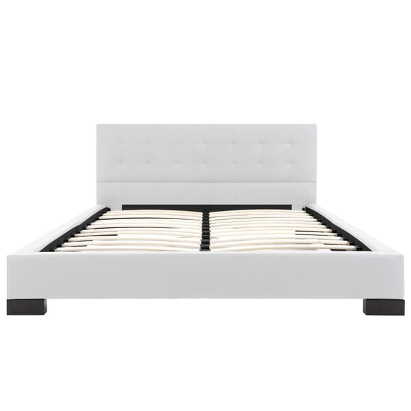 vidaXL Lit avec matelas Blanc Similicuir 140x200 cm