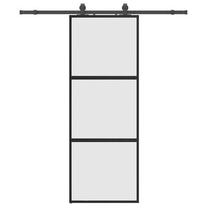 vidaXL Porte coulissante kit quincaillerie noir 76x205 cm verre tremp&eacute;