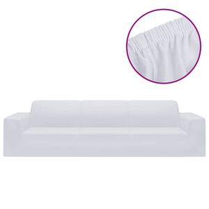 vidaXL Housse extensible de canap&eacute; 4 places Blanc Jersey de polyester