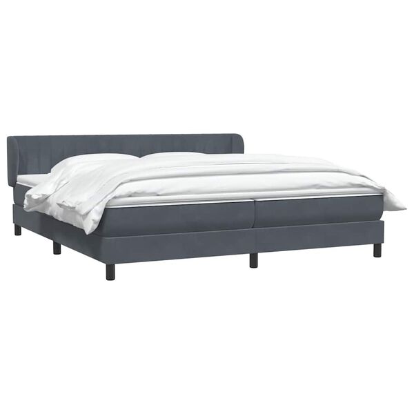 vidaXL Sommier &agrave; lattes de lit et matelas gris fonc&eacute; 180x220cm velours