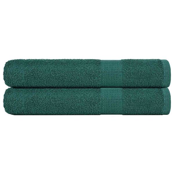 vidaXL Serviettes 2 pcs vert 100x200 cm 360 g/m&sup2; 100% coton