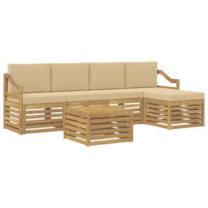 vidaXL Ensemble de canap&eacute;s d'ext&eacute;rieur 6 pc Blanc et Beige Polyester