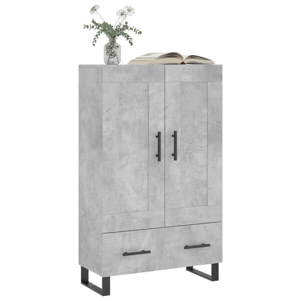vidaXL Buffet haut gris béton 69,5x31x115 cm bois d'ingénierie