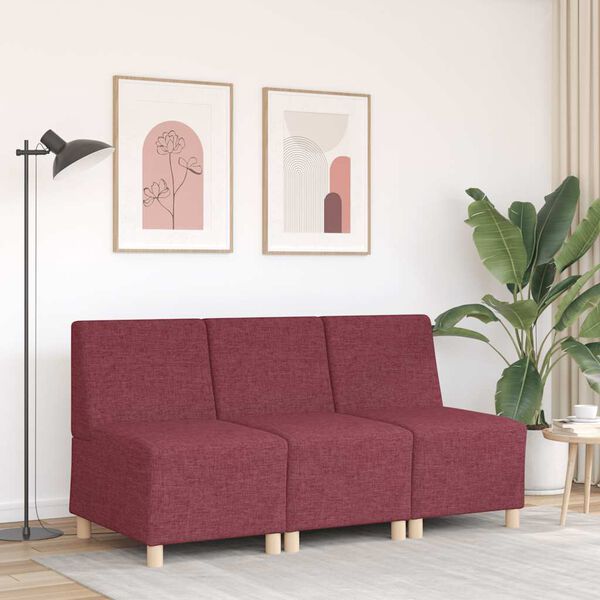 vidaXL Canap&eacute; modulaire sans accoudoirs en tissu rouge vin 55 cm