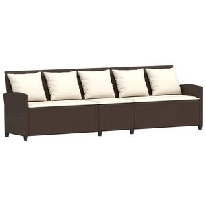 vidaXL Canap&eacute; de jardin avec coussins 5 places brun r&eacute;sine tress&eacute;e