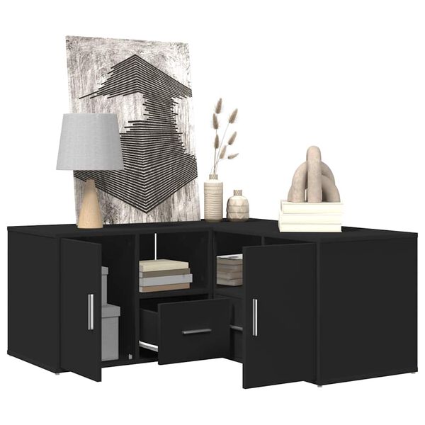 vidaXL Armoire d'angle noir 160x40x45 cm bois d&rsquo;ing&eacute;nierie