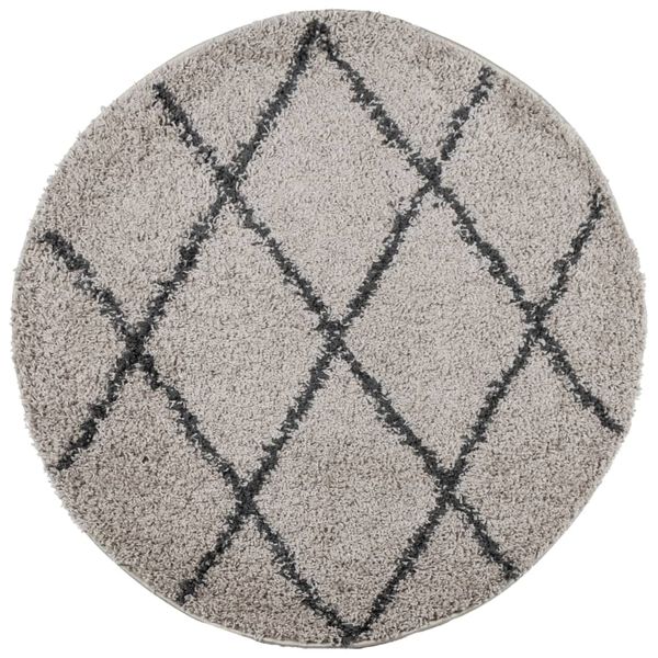 vidaXL Tapis shaggy &agrave; poils longs moderne beige et anthracite &Oslash; 200 cm
