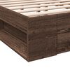 vidaXL Cadre de lit avec tiroirs sans matelas ch&ecirc;ne marron 200x200 cm