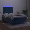 vidaXL Sommier &agrave; lattes de lit avec matelas LED Bleu fonc&eacute; 120x200 cm