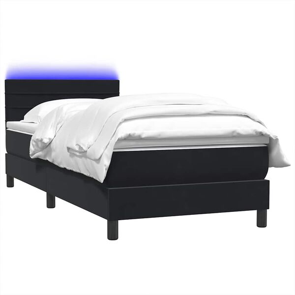 vidaXL Sommier &agrave; lattes de lit avec matelas et LED noir 80x210 cm velours