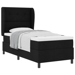 vidaXL Lit &agrave; ressorts avec t&ecirc;te de lit Noir 80 x 200 cm tissu