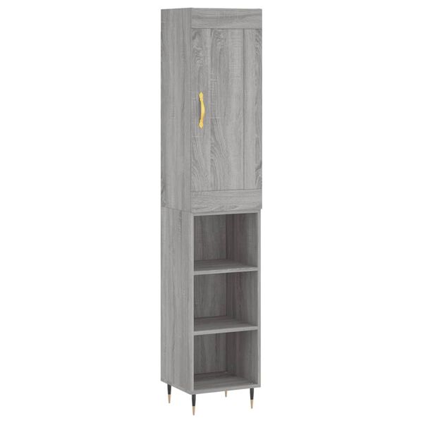 vidaXL Buffet haut Sonoma gris 34,5x34x180 cm Bois d'ing&eacute;nierie