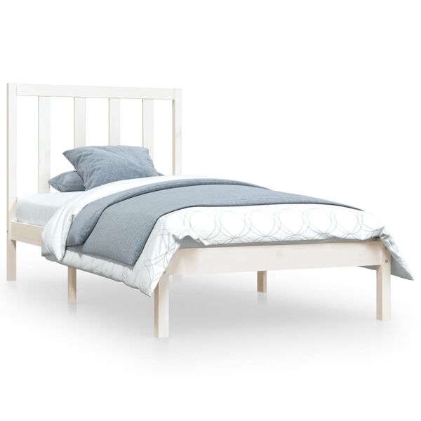 vidaXL Cadre de lit sans matelas blanc bois de pin massif 100x200 cm