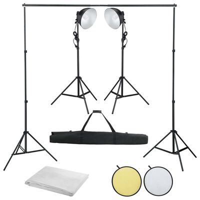 vidaXL Kit de studio photo avec lampe toile de fond et réflecteur