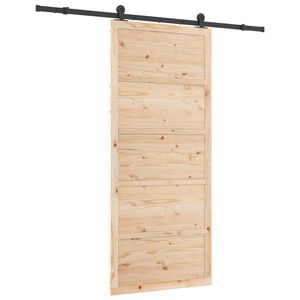 vidaXL Porte coulissante 80 x 208 cm Bois de pin massif Naturel