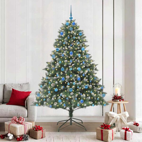 vidaXL Sapin de Noël artificiel Vert 210 cm PVC, plastique et acier