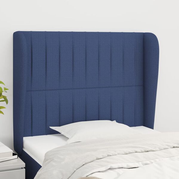 vidaXL Tête de lit avec oreilles Bleu 83x23x118/128 cm Tissu