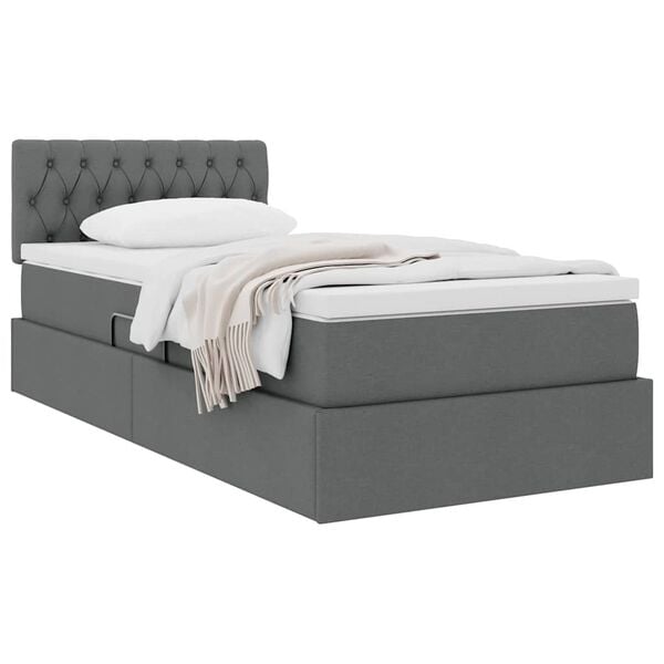 vidaXL Lit avec rangement et matelas Gris fonc&eacute; 90 x 200 cm