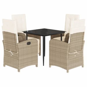 vidaXL Ensemble &agrave; manger de jardin avec coussins 5pcs Beige poly rotin