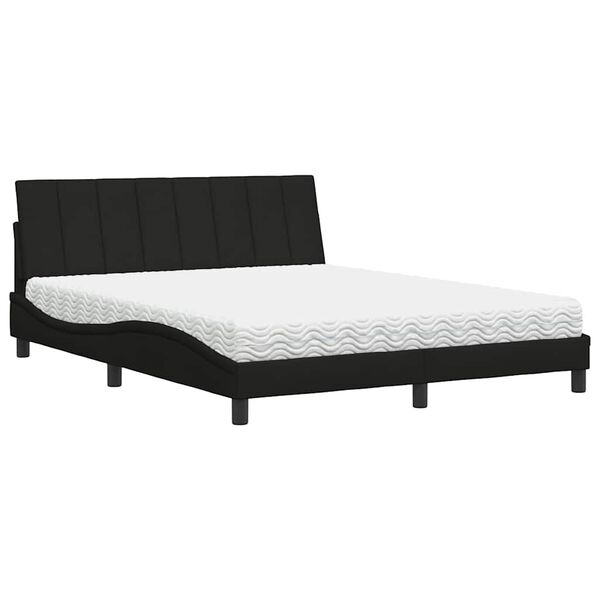 vidaXL Lit avec matelas Hanko noir 160x200 cm tissu