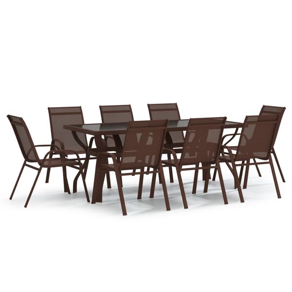 vidaXL Ensemble à manger de jardin 9 pcs Marron et noir