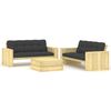 vidaXL Salon de jardin 3 pcs avec coussins bois de pin impr&eacute;gn&eacute;