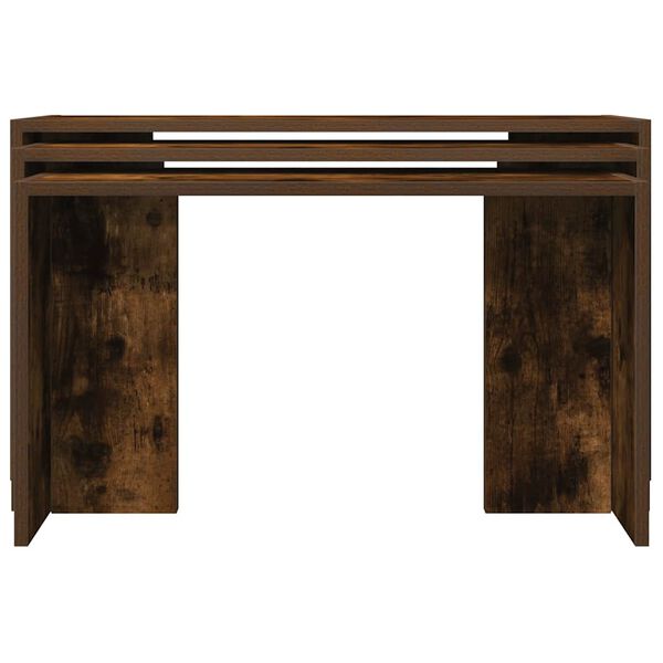 vidaXL Tables gigognes 3 pcs ch&ecirc;ne fum&eacute; bois d'ing&eacute;nierie