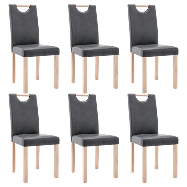 vidaXL Chaises &agrave; manger lot de 6 gris similicuir daim