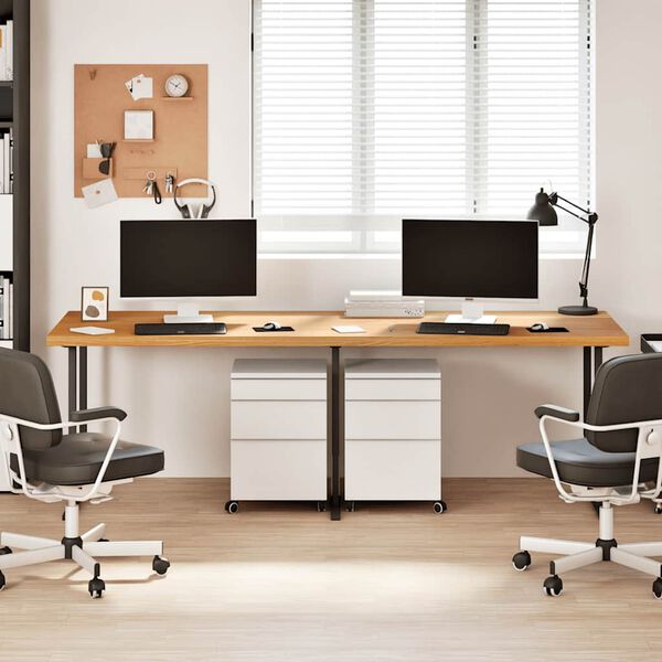 vidaXL Dessus de bureau marron clair bois ch&ecirc;ne massif rectangulaire