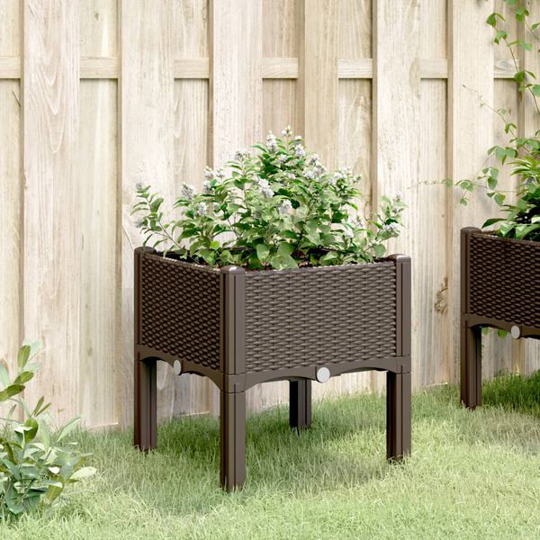 vidaXL Jardini&egrave;re avec pieds marron 40x40x42 cm PP