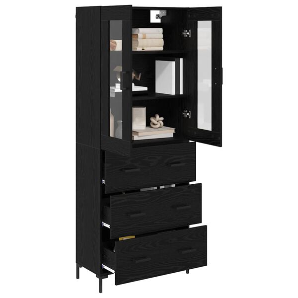 vidaXL Haut Armoire avec tiroir 2 pcs Ch&ecirc;ne noir Bois d'ing&eacute;nierie