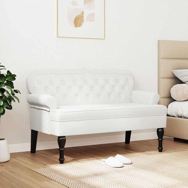 vidaXL Banc Chesterfield Blanc 119.5 x 64.5 x 75 cm Cuir synthétique