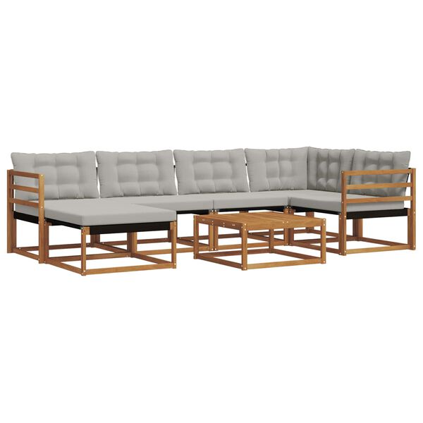 vidaXL Ensemble de canap&eacute;s d'ext&eacute;rieur 7 pcs Gris Naturel et Clair