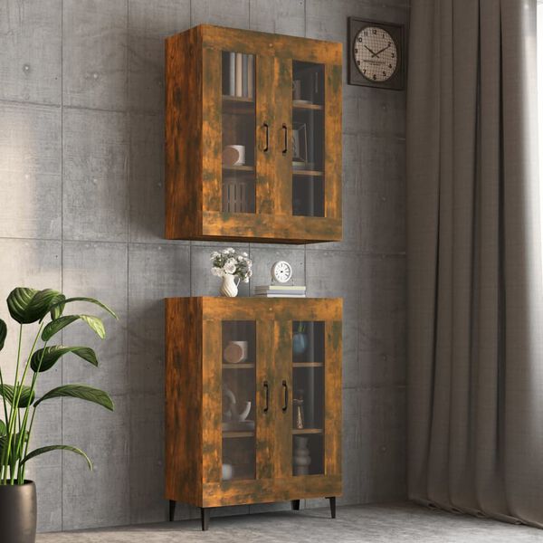 vidaXL Armoire murale suspendue Chêne fumé 69,5x34x90 cm
