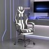 vidaXL Chaise de jeu avec repose-pied Noir et blanc Similicuir