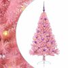 vidaXL Sapin de No&euml;l artificiel pr&eacute;-&eacute;clair&eacute; Rose 150 cm PVC