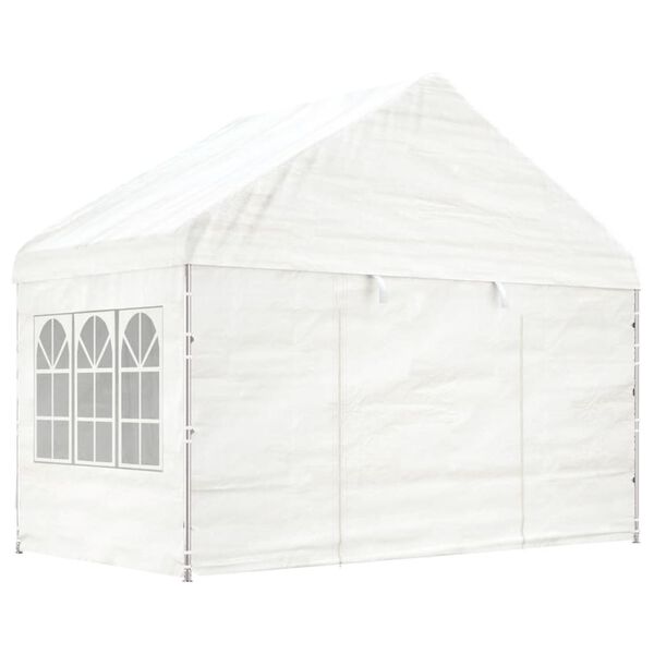 vidaXL Belv&eacute;d&egrave;re avec toit blanc 17,84x4,08x3,22 m poly&eacute;thyl&egrave;ne
