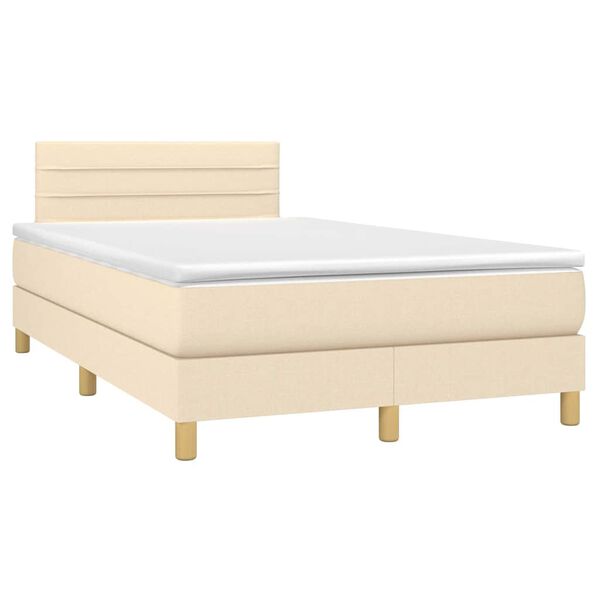 vidaXL Sommier &agrave; lattes de lit matelas et LED cr&egrave;me 120x190 cm tissu