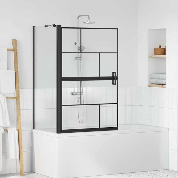 vidaXL &Eacute;cran de douche de bain Noir et Transparent 116 x 68 x 128 cm